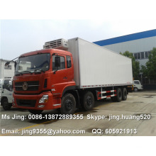 30-35T Dongfeng T-Long congelador grandes camiones caja de transporte de alimentos, 9,5 m de largo caja de congelador furgoneta venta en Swazilandia